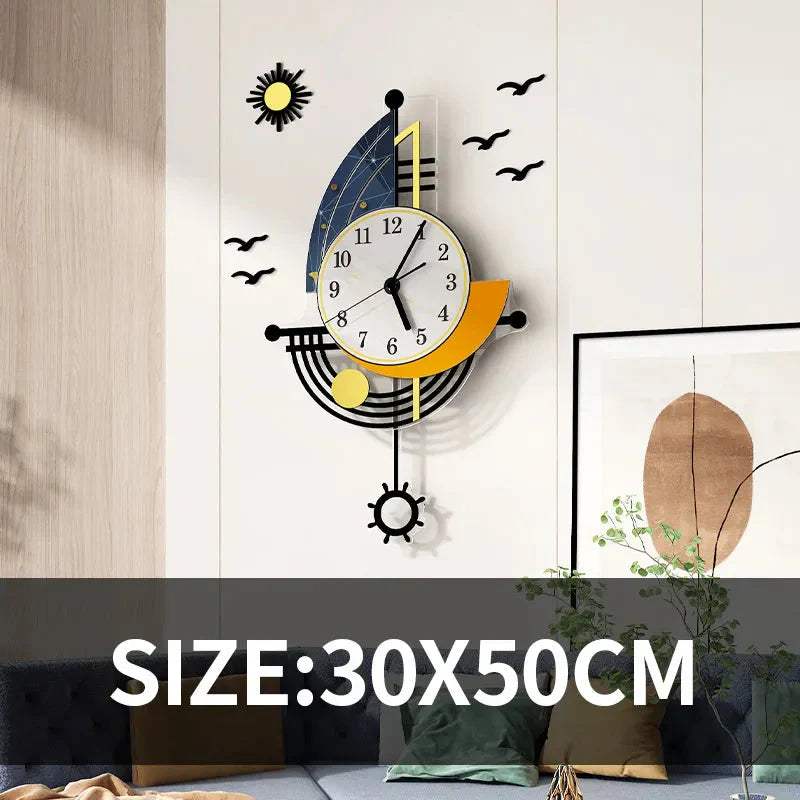 Stornfield | Decorative Wall Clock Sailboat Navigation Creative Design Clock Indoor Clock Wall Decoration Living Room Background Decor