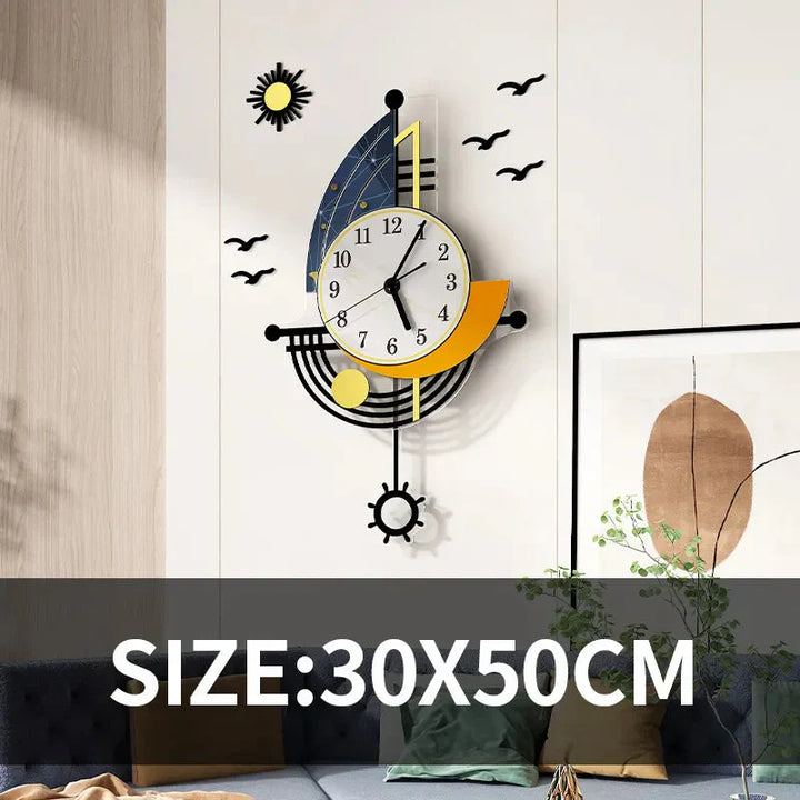 Stornfield | Decorative Wall Clock Sailboat Navigation Creative Design Clock Indoor Clock Wall Decoration Living Room Background Decor