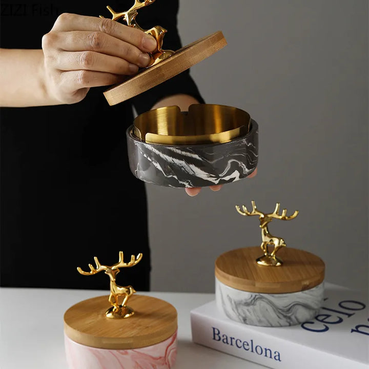 HertGlow Ceramic Ashtray – Stylish deer design for desk and living room | Stornfield