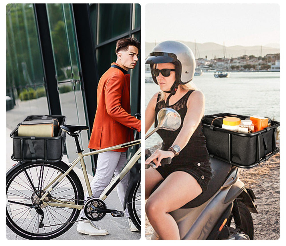 Stornfield | Heavy-Duty Rear Bike Basket with Rack – Large Metal Bicycle Carrier for Groceries, Commutes & E-Bikes