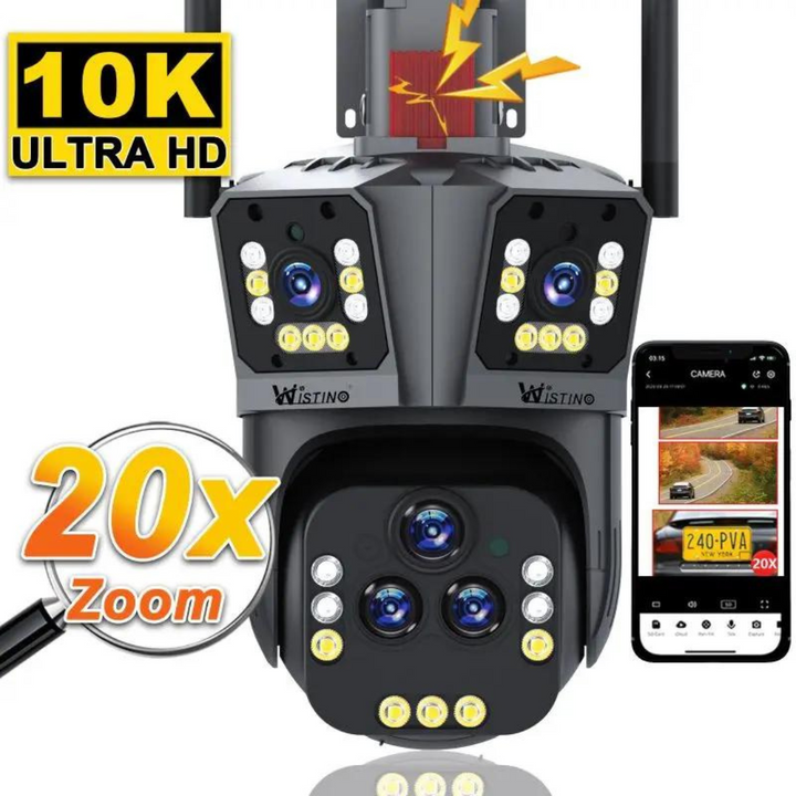 DualGuard Ultra 10K – 20MP Surveillance Camera with 5 Lenses and 20x Zoom | Stornfield