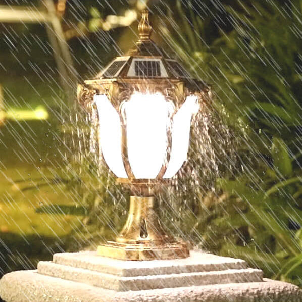 European Retro Die-Cast Aluminum Glass Solar Waterproof Outdoor Garden Landscape Column Light | Stornfield