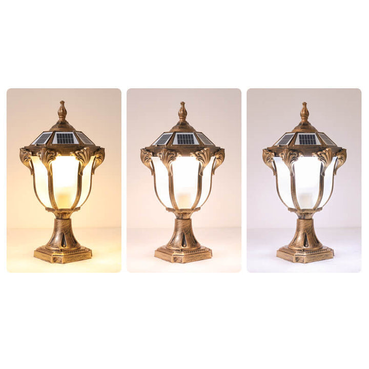 European Retro Die-Cast Aluminum Glass Solar Waterproof Outdoor Garden Landscape Column Light | Stornfield