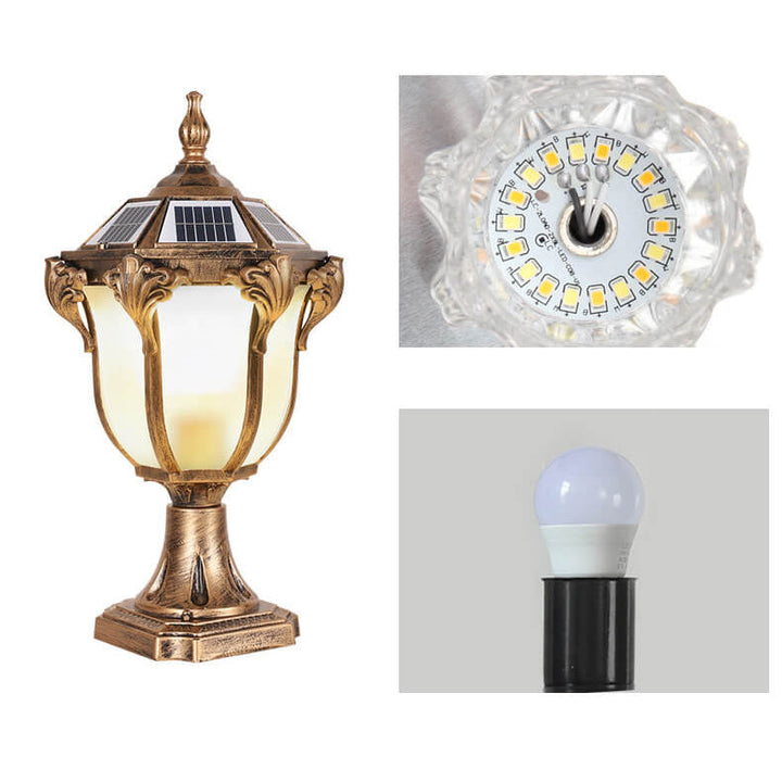 European Retro Die-Cast Aluminum Glass Solar Waterproof Outdoor Garden Landscape Column Light | Stornfield