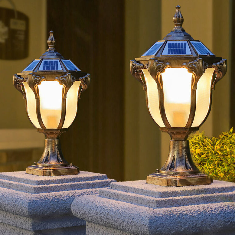 European Retro Die-Cast Aluminum Glass Solar Waterproof Outdoor Garden Landscape Column Light | Stornfield