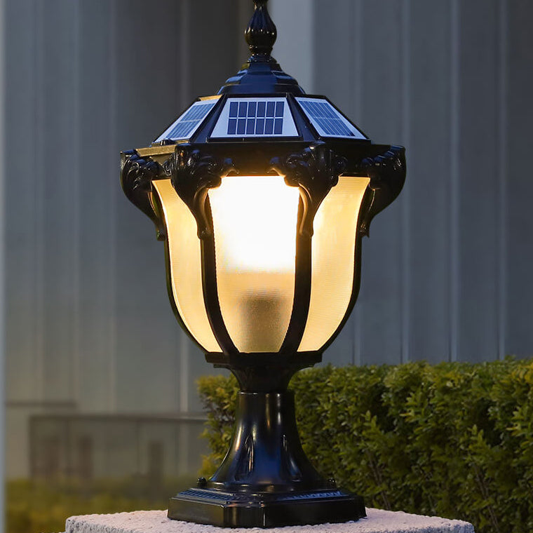 European Retro Die-Cast Aluminum Glass Solar Waterproof Outdoor Garden Landscape Column Light | Stornfield