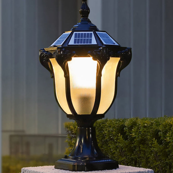 European Retro Die-Cast Aluminum Glass Solar Waterproof Outdoor Garden Landscape Column Light | Stornfield