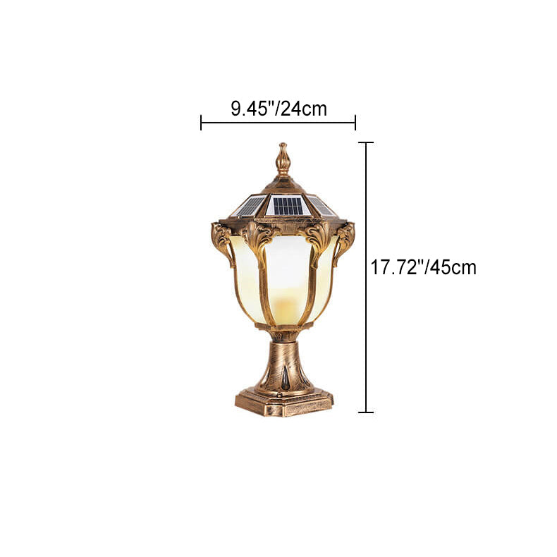European Retro Die-Cast Aluminum Glass Solar Waterproof Outdoor Garden Landscape Column Light | Stornfield