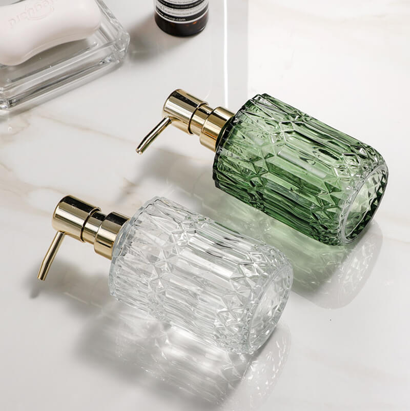 Stornfield | CrystalFoam Glass Soap Dispenser | Diamond Pattern Design | Elegant Soap Storage | Modern Bathroom Decor
