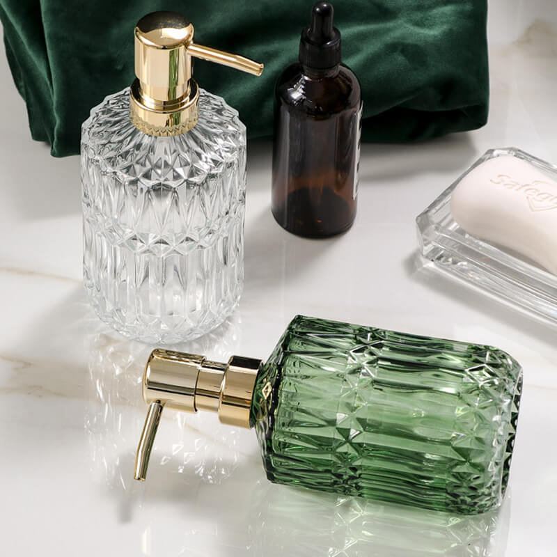 Stornfield | CrystalFoam Glass Soap Dispenser | Diamond Pattern Design | Elegant Soap Storage | Modern Bathroom Decor