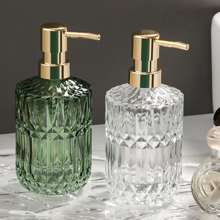 Stornfield | Distributeur de savon en verre à motif diamant