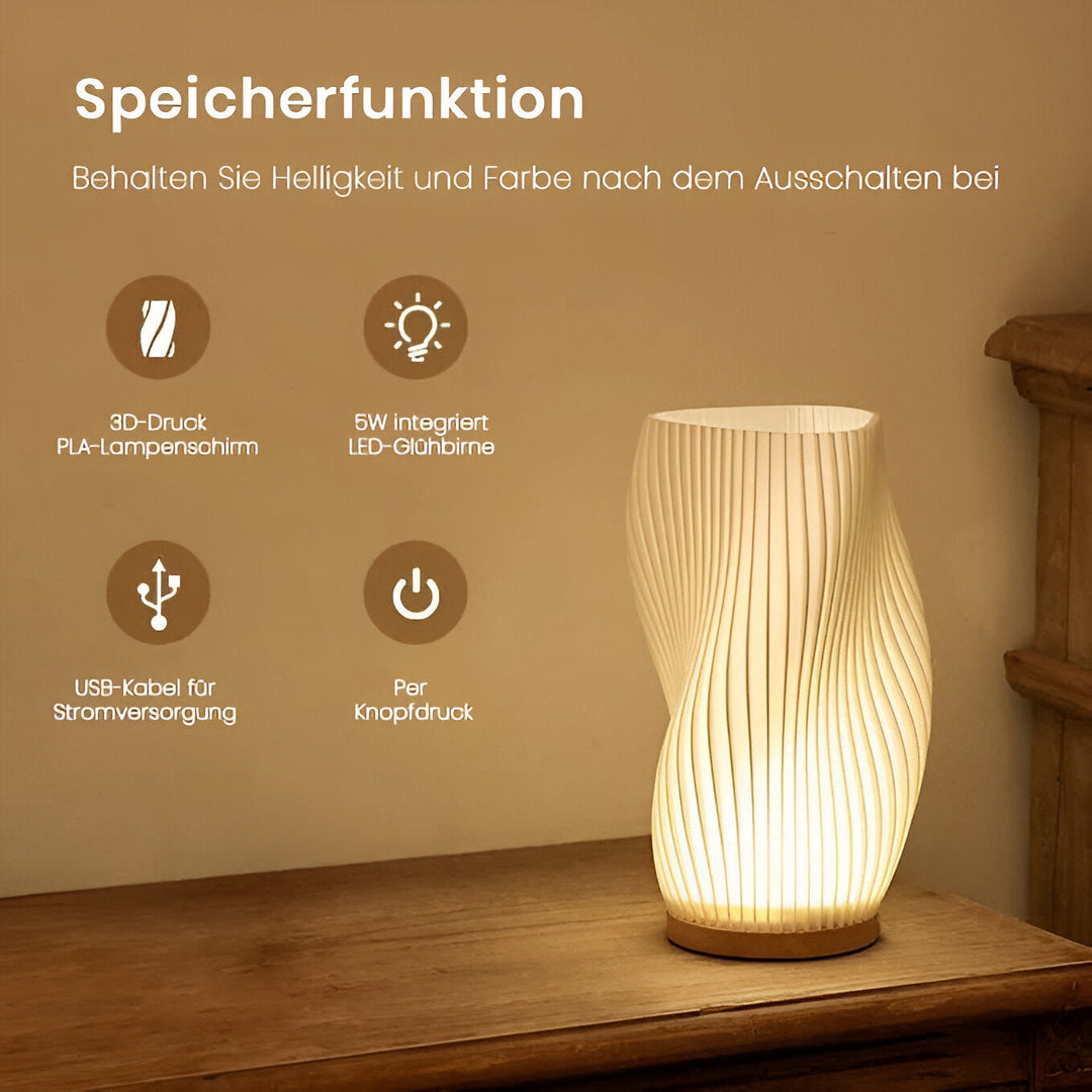 Stornfield | DreamWave - Modern Cream 3D Wavy Lamp with Sleek Metal Base
