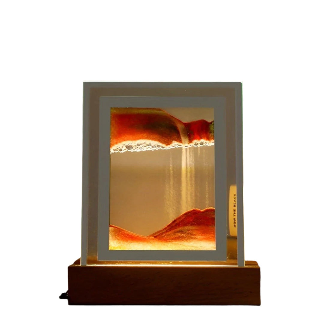 Hypnotic sand art lamp with soothing LED light bowl