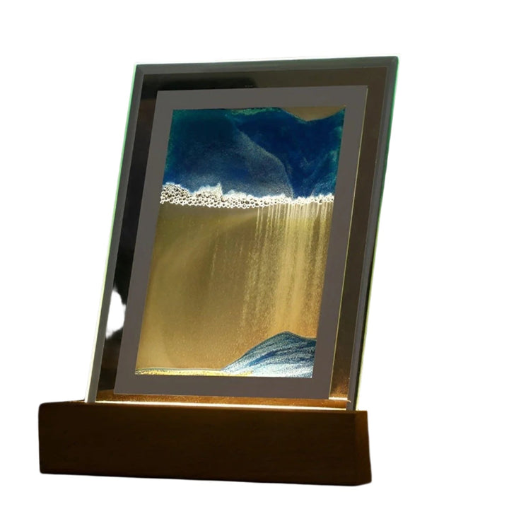 Hypnotic sand art lamp with soothing LED light bowl