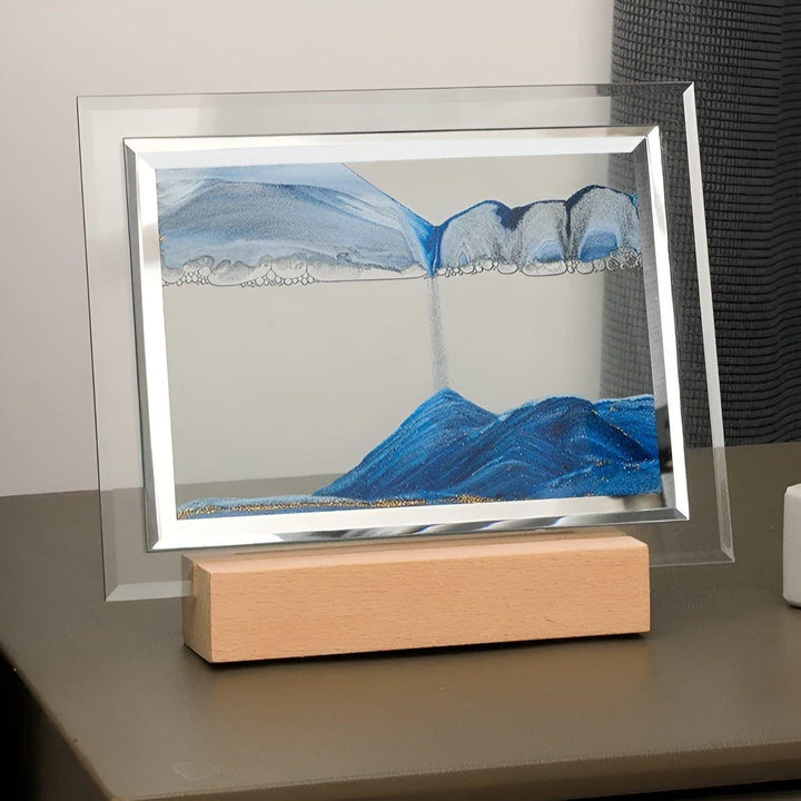 Hypnotic sand art lamp with soothing LED light bowl