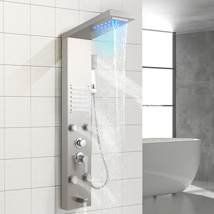 Shower panel stainless steel wall shower panel 5 functions silver | Stornfield