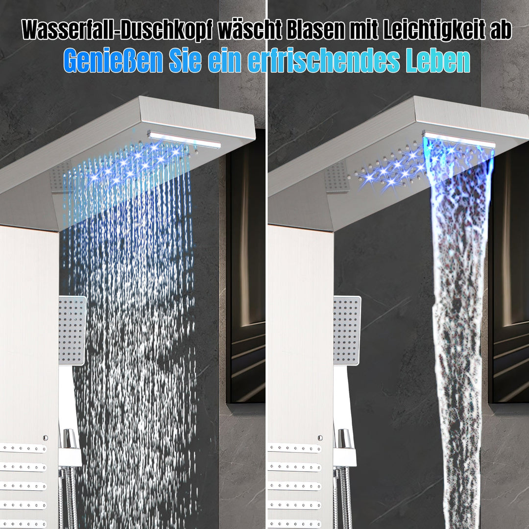 Shower panel stainless steel wall shower panel 5 functions silver | Stornfield