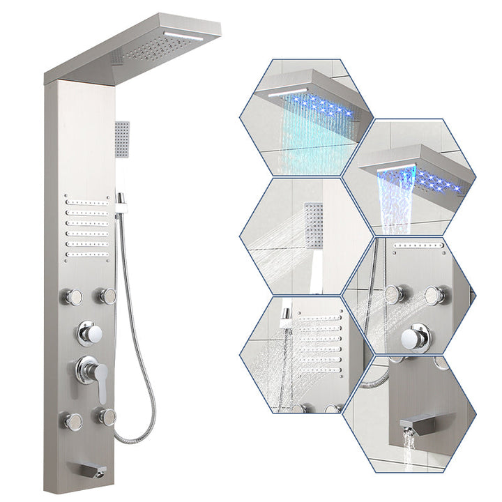 Shower panel stainless steel wall shower panel 5 functions silver | Stornfield