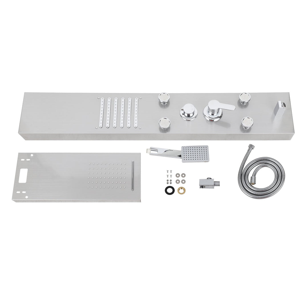 Shower panel stainless steel wall shower panel 5 functions silver | Stornfield