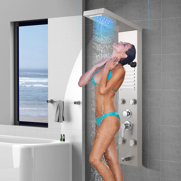 Shower panel stainless steel wall shower panel 5 functions silver | Stornfield