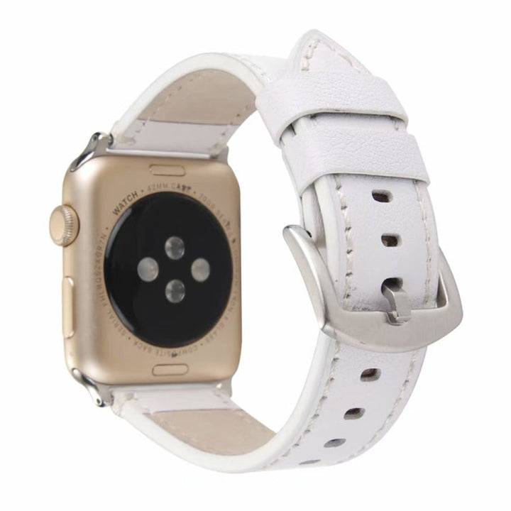 Stornfield | Genuine Calf Leather Watch Strap for Apple Watch Series 7 45mm / 6 & SE & 5 & 4 44mm / 3 & 2 & 1 42mm (White)