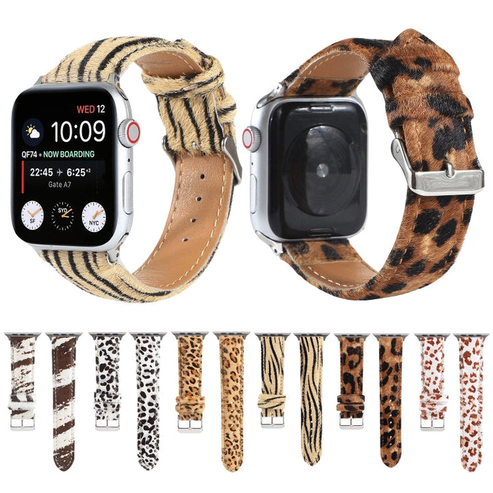 Stornfield | Frerndorf | Fluffy Leopard Print Horsehair Leather Strap for Apple Watch Series 9&8&7 41mm / SE 3&SE 2&6&SE&5&4 40mm / 3&2&1 38mm(1)