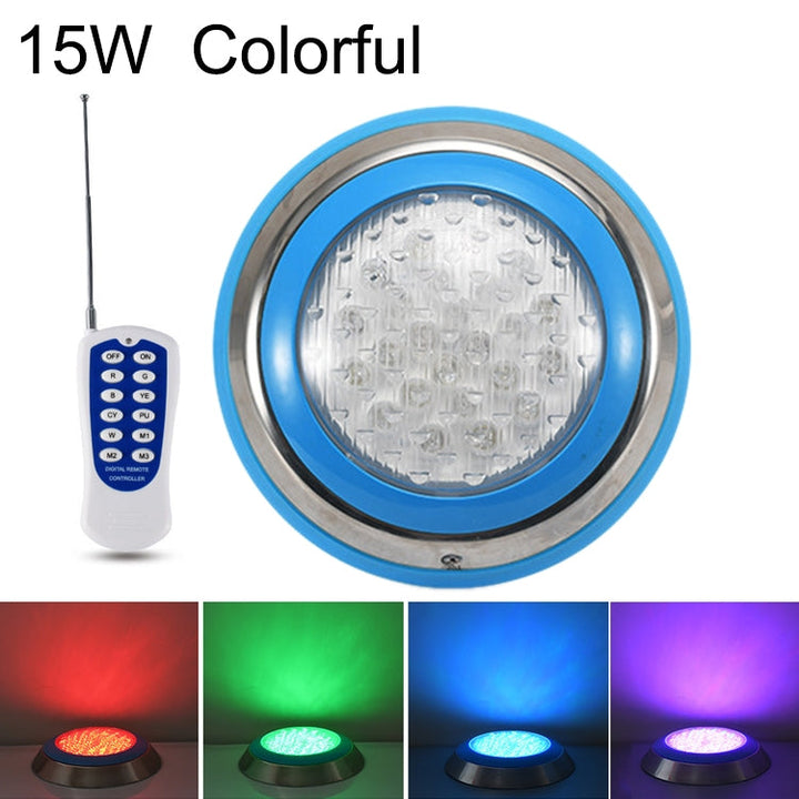 Stornfield | 15W LED Stainless Steel Underwater Wall-Mounted Pool Light (Colored Light + Remote Control)