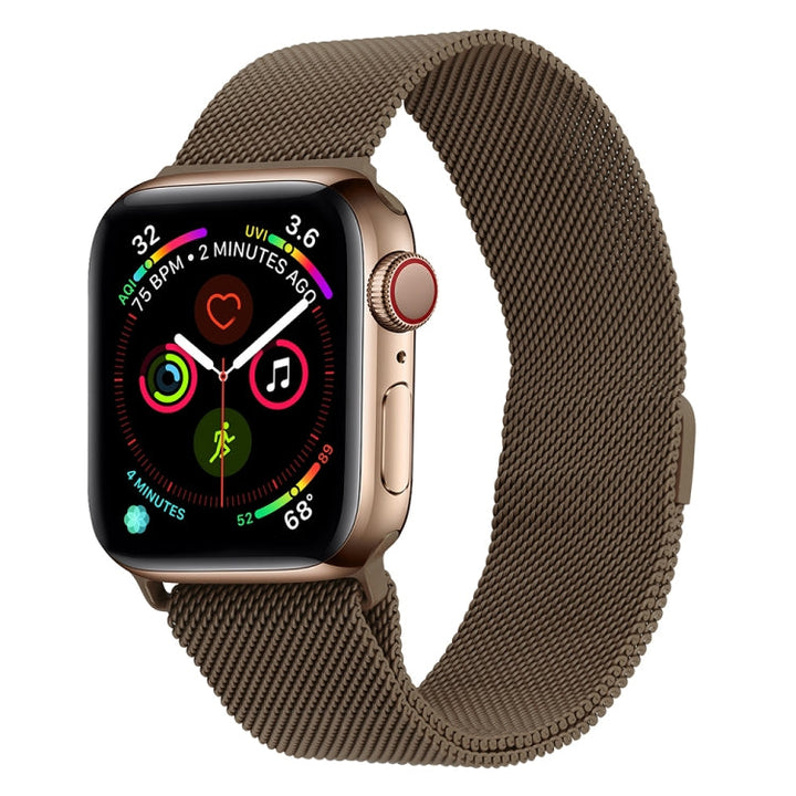 Stornfield | Frerndorf | Bracelet de montre en acier inoxydable milanais pour Apple Watch Series 9&8&7 41mm / SE 3&SE 2&6&SE&5&4 40mm / 3&2&1 38mm (Marron)