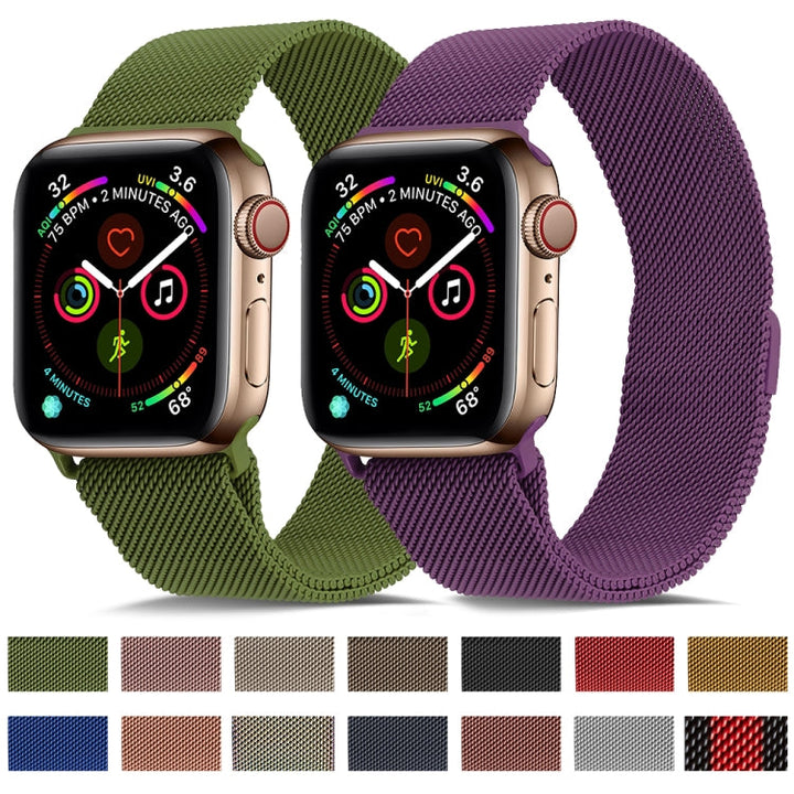 Stornfield | Frerndorf | Bracelet de montre en acier inoxydable milanais pour Apple Watch Series 9&8&7 41mm / SE 3&SE 2&6&SE&5&4 40mm / 3&2&1 38mm (Marron)