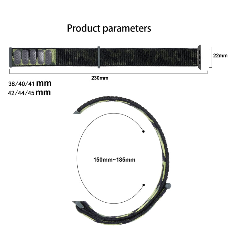 Stornfield | Frerndorf | Bande de montre en nylon Loop pour Apple Watch Ultra 49 mm et Watch Ultra 2 49 mm / Series 9 & 8 & 7 45 mm / SE 3 & SE 2 & 6 & SE & 5 & 4 44 mm / 3 & 2 & 1 42 mm (Camouflage vert armée)