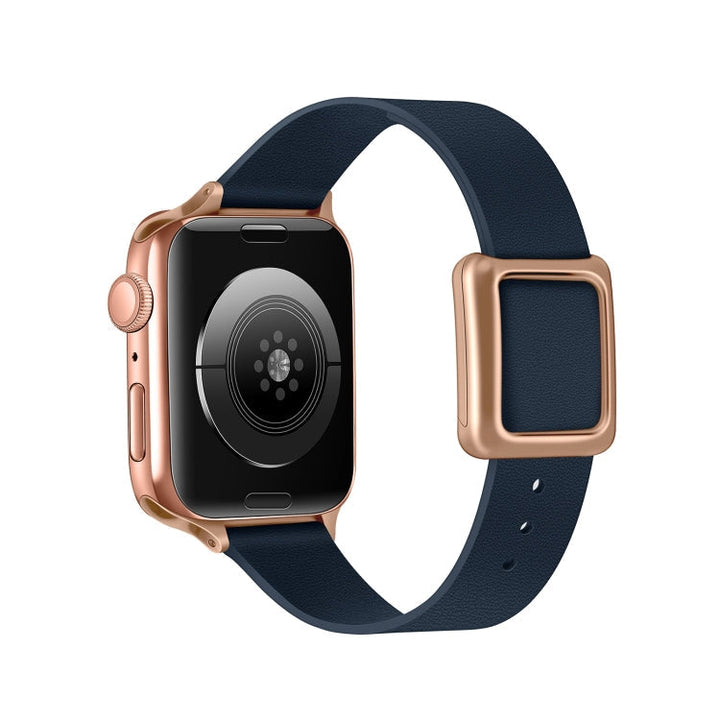 Stornfield | Frerndorf | Magnetic Rose Gold Square Buckle Strap for Apple Watch Series 9&8&7 41mm / SE 3&SE 2&6&SE&5&4 40mm / 3&2&1 38mm (Midnight Blue)