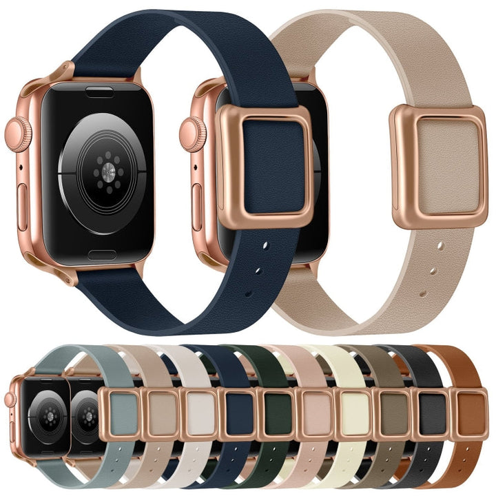 Stornfield | Frerndorf | Magnetic Rose Gold Square Buckle Strap for Apple Watch Series 9&8&7 41mm / SE 3&SE 2&6&SE&5&4 40mm / 3&2&1 38mm (Midnight Blue)
