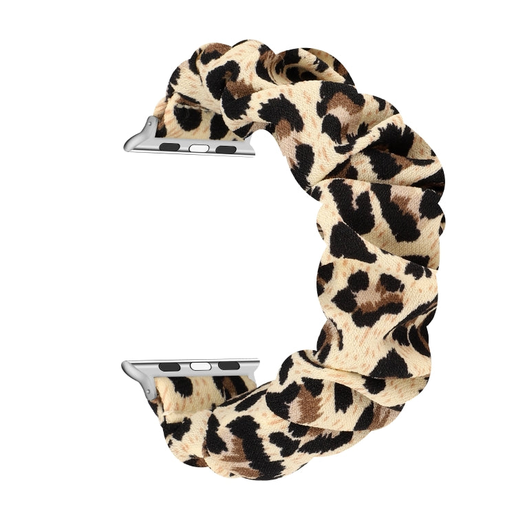 Stornfield | For Apple Watch Series 9&8&7 41mm / SE 3&SE 2&6&SE&5&4 40mm / 3&2&1 38mm Fabric + Stainless Steel Watch Band with Hair Ring (Leopard Pattern)