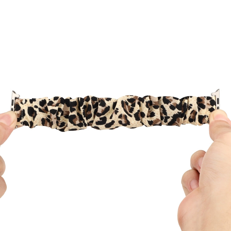Stornfield | For Apple Watch Series 9&8&7 41mm / SE 3&SE 2&6&SE&5&4 40mm / 3&2&1 38mm Fabric + Stainless Steel Watch Band with Hair Ring (Leopard Pattern)