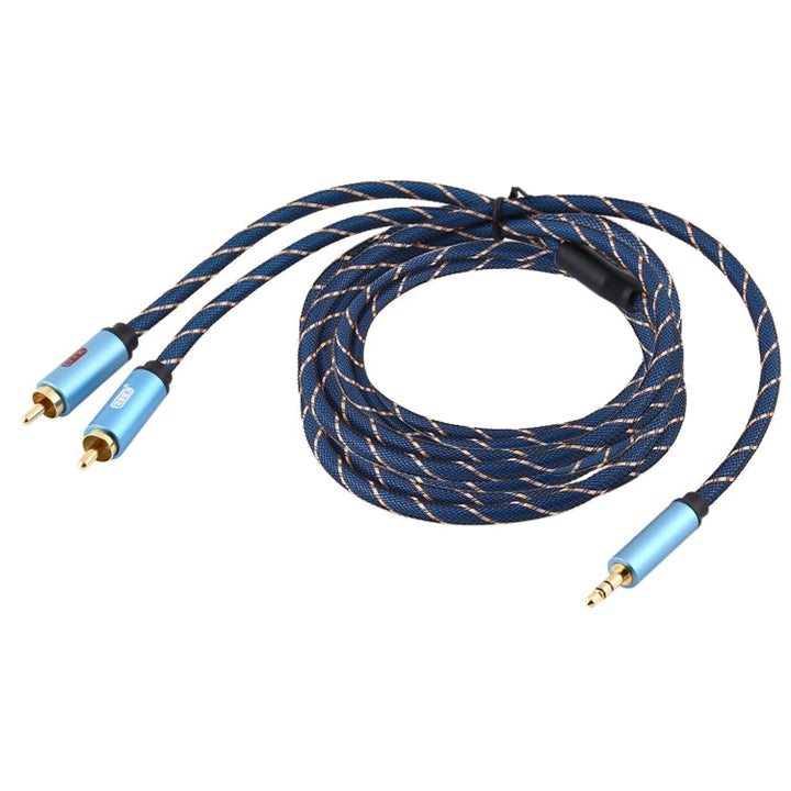 Stornfield | EMK Audio Cable with 3.5mm Male Jack to 2 x RCA Male Gold-Plated, Cable Length: 5m (Dark Blue)
