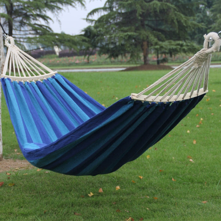 Stornfield | Outdoor Double Thick Canvas Hammock Indoor Swing with Removable Curved Bar, Size: 200x100cm (Dark Blue)