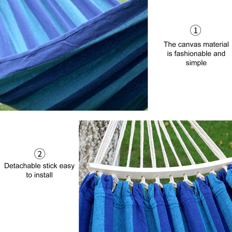 Stornfield | Outdoor Double Thick Canvas Hammock Indoor Swing with Removable Curved Bar, Size: 200x100cm (Dark Blue)