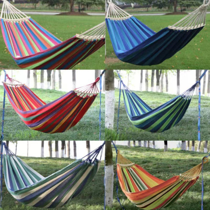 Stornfield | Thick Canvas Double Outdoor Hammock for Indoor Swing with Removable Curved Bar, Size: 200x100cm (Dark Blue)