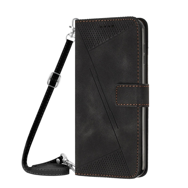Stornfield | For iPhone 13 Pro Max Dream Triangle Leather Case with Shoulder Strap (Black)