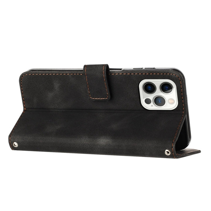 Stornfield | For iPhone 13 Pro Max Dream Triangle Leather Case with Shoulder Strap (Black)