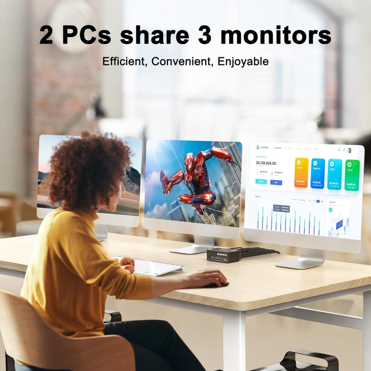 Stornfield | KC-KVM203DH 8K 30Hz USB3.0 DP+DP+HDMI Triple Monitor KVM Switch, AU Plug