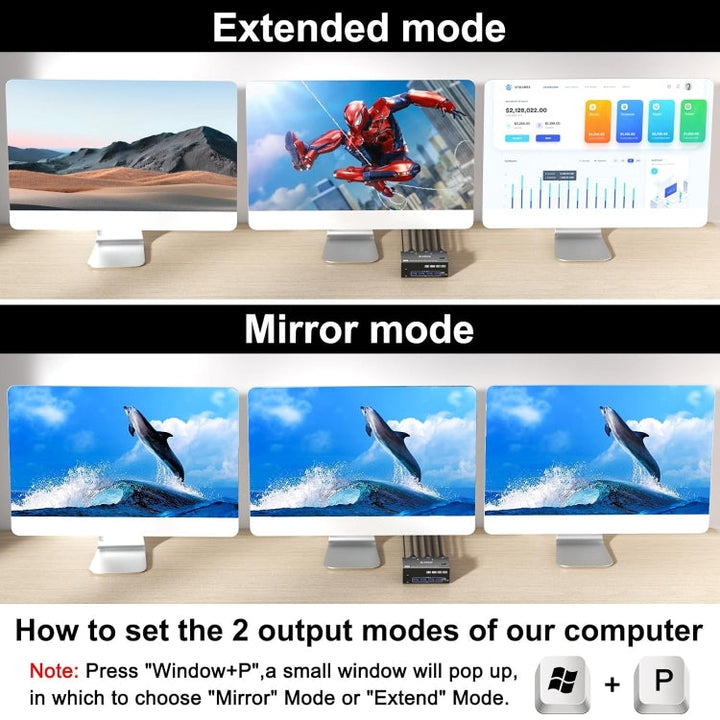 Stornfield | KC-KVM203DH 8K 30Hz USB3.0 DP+DP+HDMI Triple Monitor KVM Switch, AU Plug
