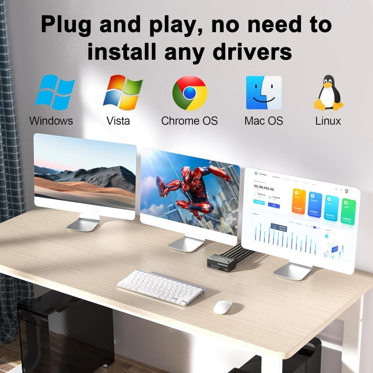 Stornfield | KC-KVM203DH 8K 30Hz USB3.0 DP+DP+HDMI Triple Monitor KVM Switch, AU Plug