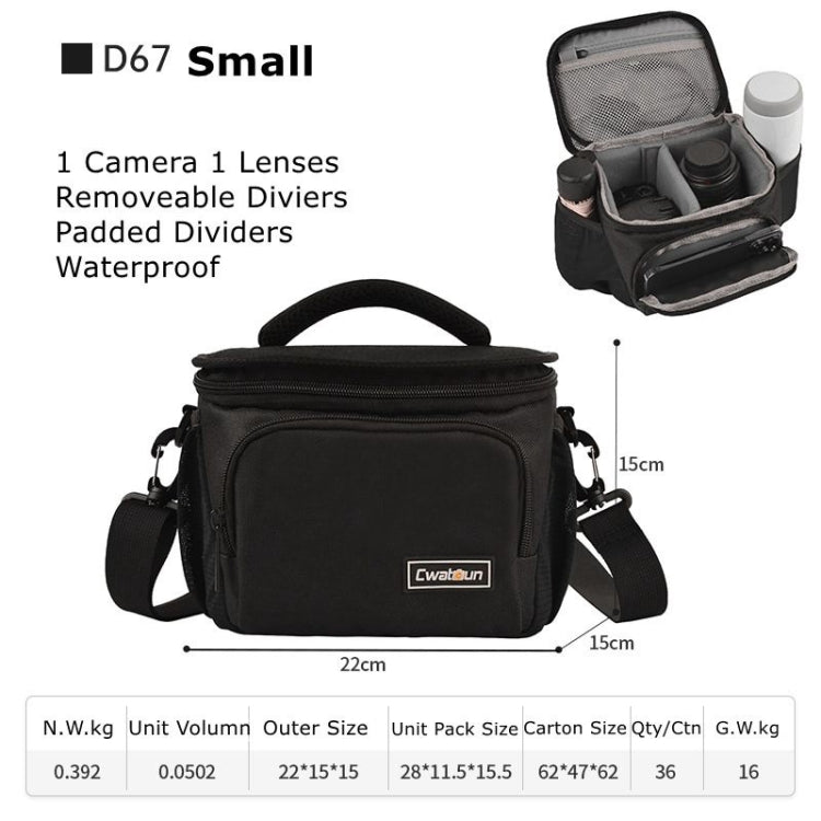 Stornfield | Cwatcun D67 Crossbody Camera Bag Shoulder Bag for Photography Lens, Size: 22 x 15 x 15 cm S(Black)