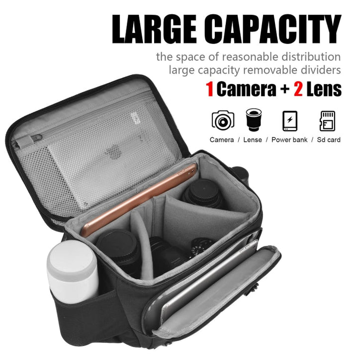 Stornfield | Cwatcun D67 Crossbody Camera Bag Shoulder Bag for Photography Lens, Size: 22 x 15 x 15 cm S(Black)