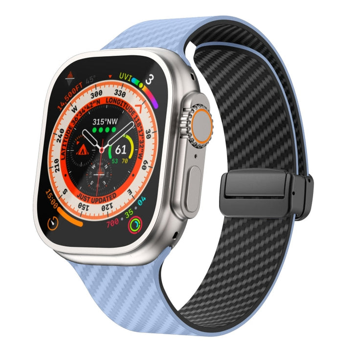 Stornfield | For Apple Watch Ultra 2 49mm Carbon Fiber Magnetic Buckle Strap (Light Blue Black)