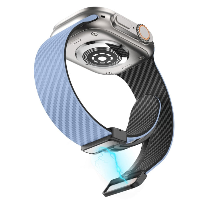 Stornfield | For Apple Watch Ultra 2 49mm Carbon Fiber Magnetic Buckle Strap (Light Blue Black)