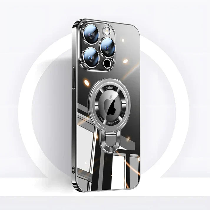 Stornfield | iPhone MagSafe Series | Electroplated Plastic Clear Phone Case with Rotating Kickstand