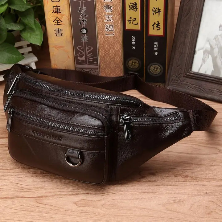 Stornfield | Genuine Cowhide Leather Waist Bag for Men – Large Capacity Fanny Pack, Belt & Crossbody Travel Bag