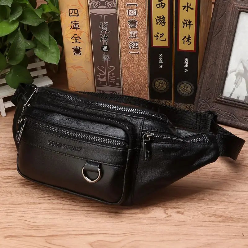 Stornfield | Genuine Cowhide Leather Waist Bag for Men – Large Capacity Fanny Pack, Belt & Crossbody Travel Bag
